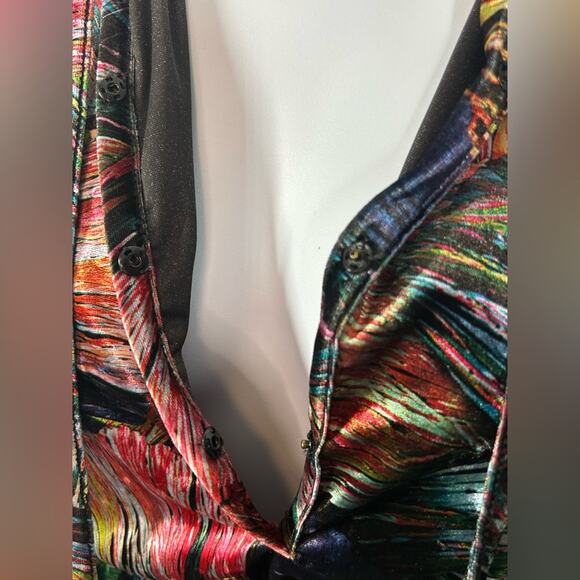 Ego Trippin’ Apparel Floral Velvet Long Sleeve Maxi Dress Vibrant Vintage XS - Picture 9 of 11